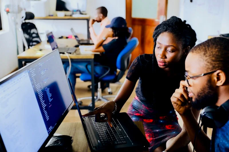Students in a computer training class